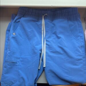 FIG Blue high-waisted Jogger scrub Pants with Drawstring